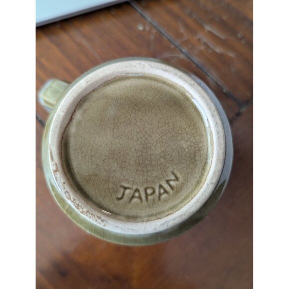 Handcrafted Ceramic Mug With Earthy Green & Brown Stripes Made In Japan - Picture 4 of 4